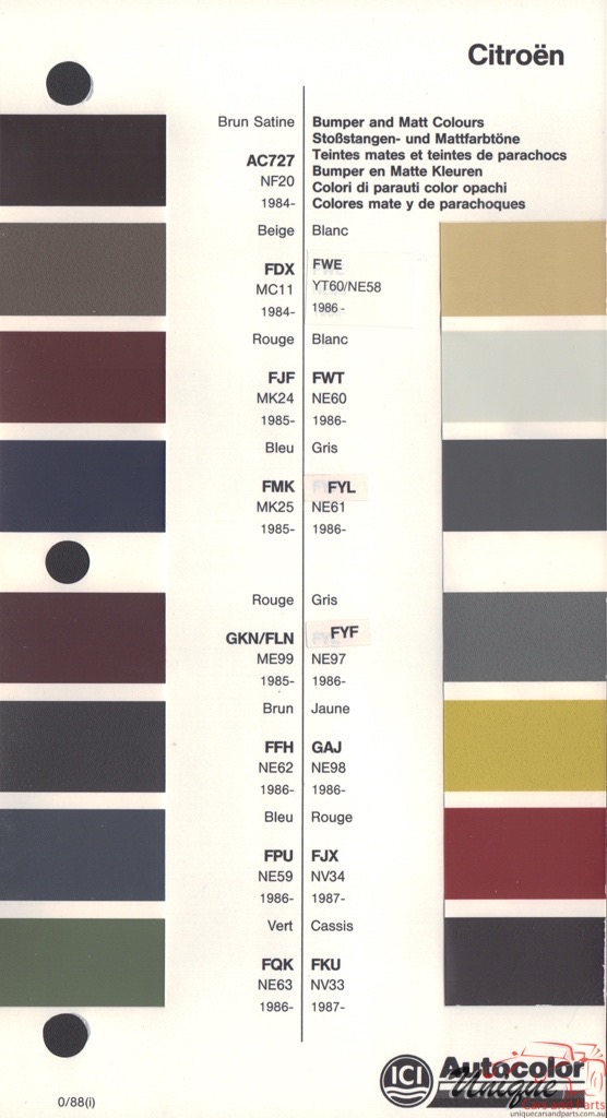 1984 - 1992 Citroen Paint Charts Autocolor 2